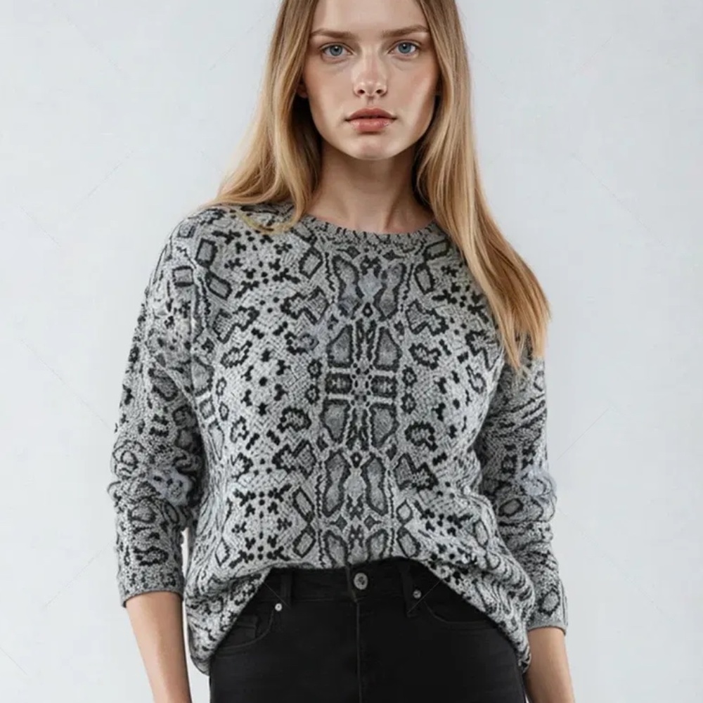 Cashmere Snakeskin Print Sweater